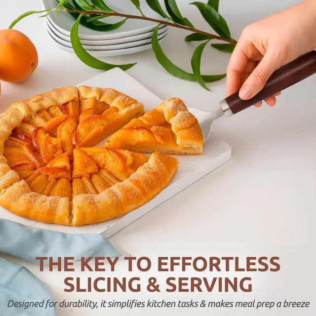 Alt view image 4 of 7 - DUGATO Pie Server Spatula, Serrated Stainless Steel with Wood Handle