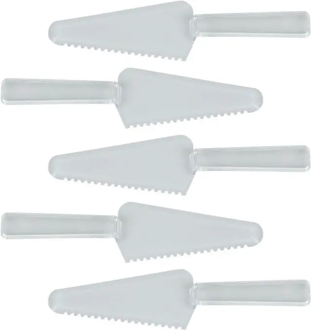 Main image of 5 Pcs 9.1" Individually Packaged Plastic Cake Cutter Server Clear Spatula Knife for Pie, Pizza, Pastry, Wedding & Buffet (Clear, 5)