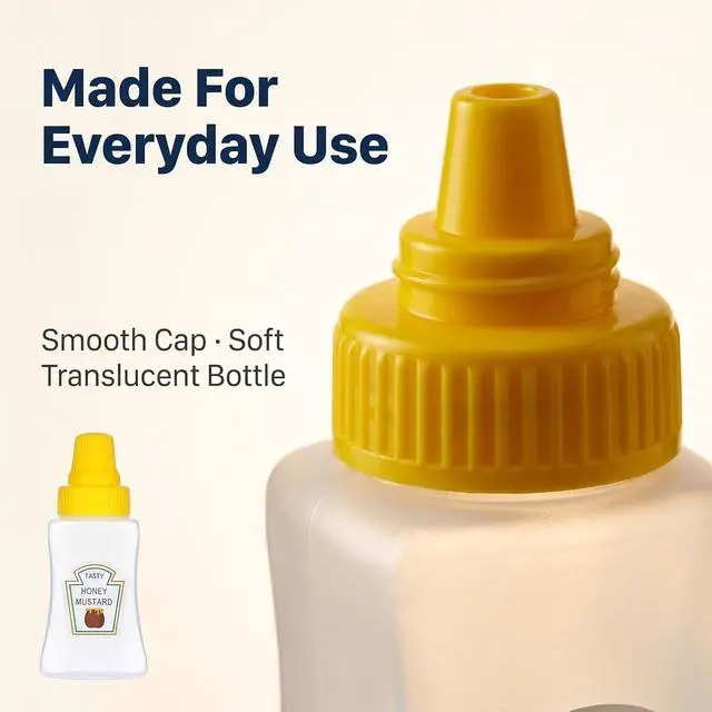 Alt view image 3 of 7 - 4 Pcs 25ml Mini Ketchup Bottles, Mini Condiment Squeeze Plastic Sauce Bottles Containers Empty Ketchup and Mustard Syrup Dispenser