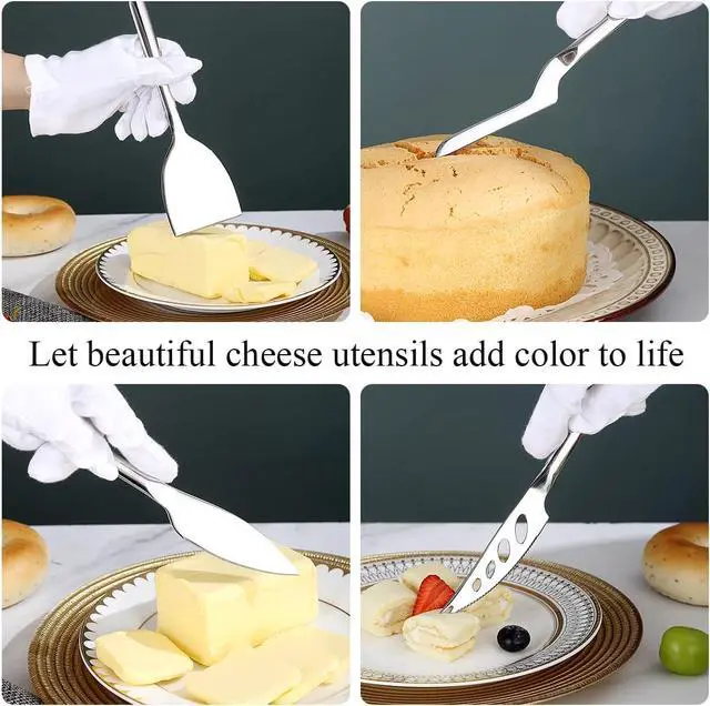 Alt view image 5 of 7 - Berglander Cheese Knife Set of 5 for All Types of Cheese, Stainless Steel Cheese Cutter Slicer Ergonomic Design for Confortable Grip and Cut, Butter Spreader Knife