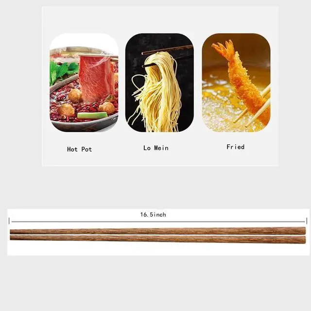 Alt view image 2 of 7 - 16.5 Inch Long Wooden Chopstick - 10 Pairs, Ideal for Hot Pot, Frying, Noodles