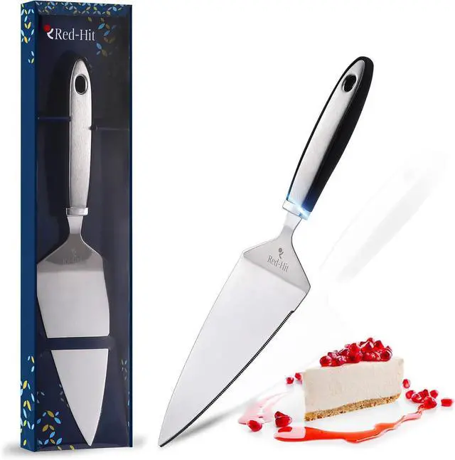 Main image of Cake Cutter and Pie Server, Stainless Steel Angled Spatula with Serrated Blade, Professional Wide Cake Cutter Slicer for Baking, Perfect for Cakes, Desserts and Brownies
