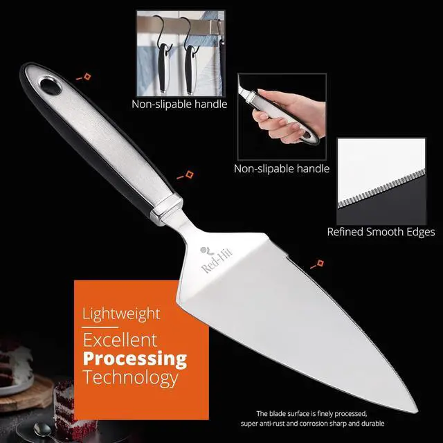 Alt view image 6 of 7 - Cake Cutter and Pie Server, Stainless Steel Angled Spatula with Serrated Blade, Professional Wide Cake Cutter Slicer for Baking, Perfect for Cakes, Desserts and Brownies