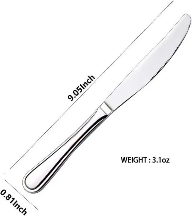 Alt view image 2 of 7 - Dinner knife 4 Pieces Stainless Steel Butter Knife Set, Silver