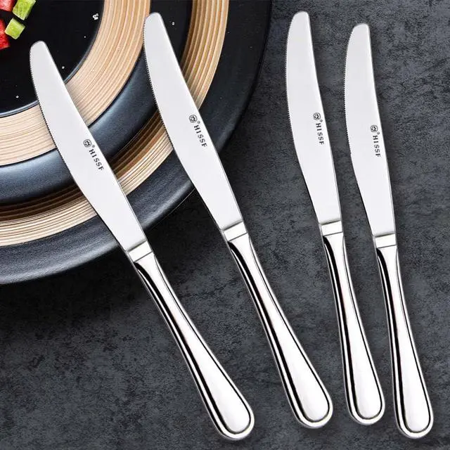 Alt view image 4 of 7 - Dinner knife 4 Pieces Stainless Steel Butter Knife Set, Silver