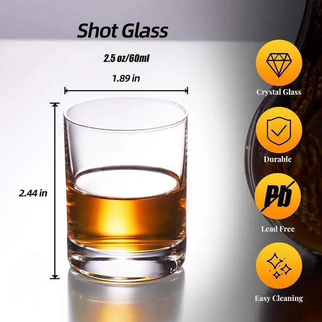Alt view image 5 of 6 - KAMMAK Shot Glasses Set of 2, Clear Espresso Shot Glass with Heavy Base