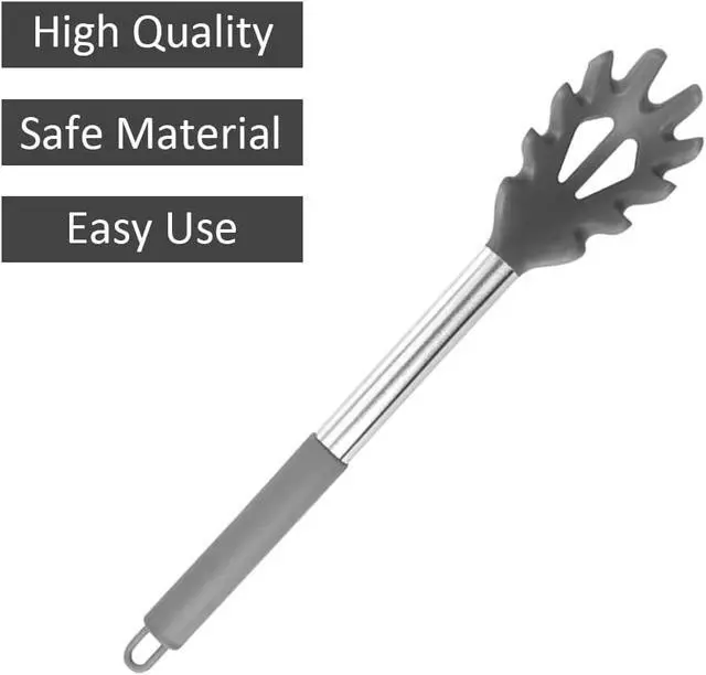 Alt view image 3 of 4 - Silicone Pasta Fork, Spaghetti Server, Professional Pasta Server Spoon Heat Resistant Noodle Spoon, Spaghetti Strainer Best Cooking Tools