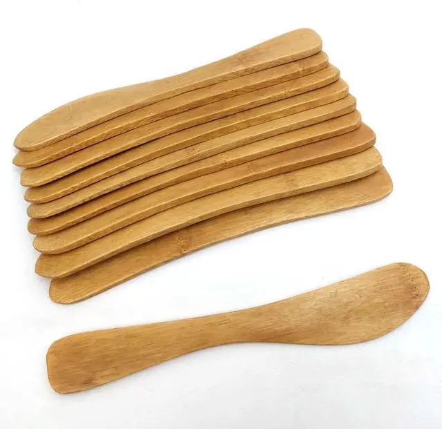 Alt view image 3 of 3 - JapanBargain 3793, 10-Pack Bamboo Butter Spreaders, Wooden Spreader Knives for Cheese, Jam, Jelly, Peanut Butter, Condiments