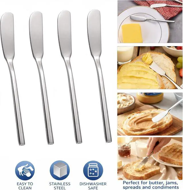 Alt view image 3 of 7 - Butter Knife, Stainless Steel Set of 4,6.5 Inch for Easy Serving