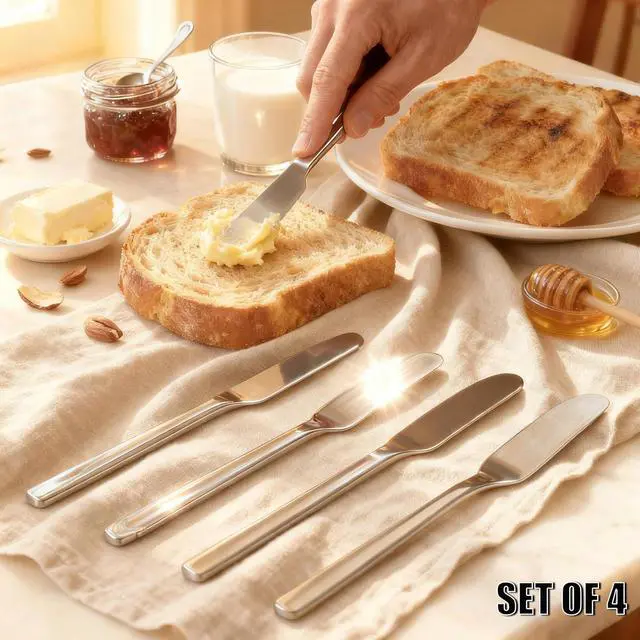 Alt view image 5 of 7 - Butter Knife, Stainless Steel Set of 4,6.5 Inch for Easy Serving