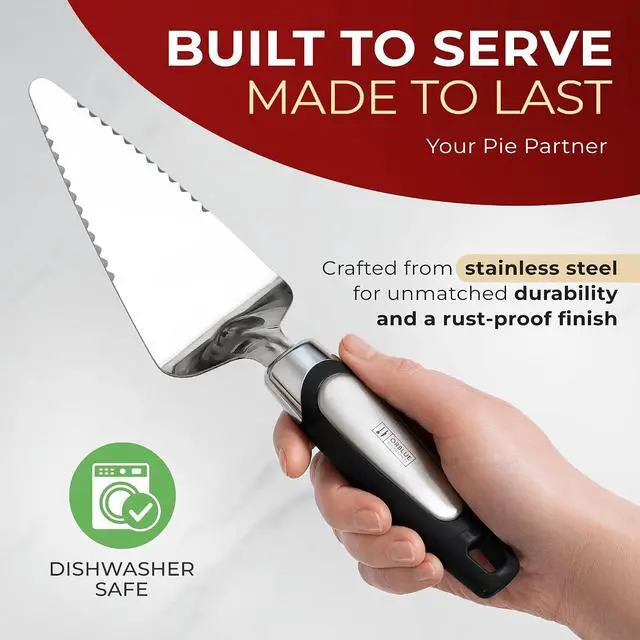 Alt view image 2 of 7 - Orblue Pie Server, Essential Kitchen Tool, Serrated on Both Sides, Great for Right or Left Handed Chef, Stainless Steel Flatware, Cake Cutter, Black