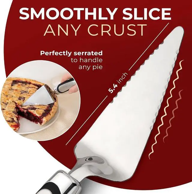 Alt view image 4 of 7 - Orblue Pie Server, Essential Kitchen Tool, Serrated on Both Sides, Great for Right or Left Handed Chef, Stainless Steel Flatware, Cake Cutter, Black