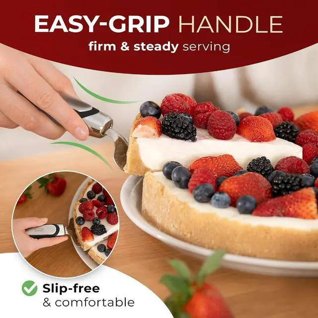 Alt view image 5 of 7 - Orblue Pie Server, Essential Kitchen Tool, Serrated on Both Sides, Great for Right or Left Handed Chef, Stainless Steel Flatware, Cake Cutter, Black
