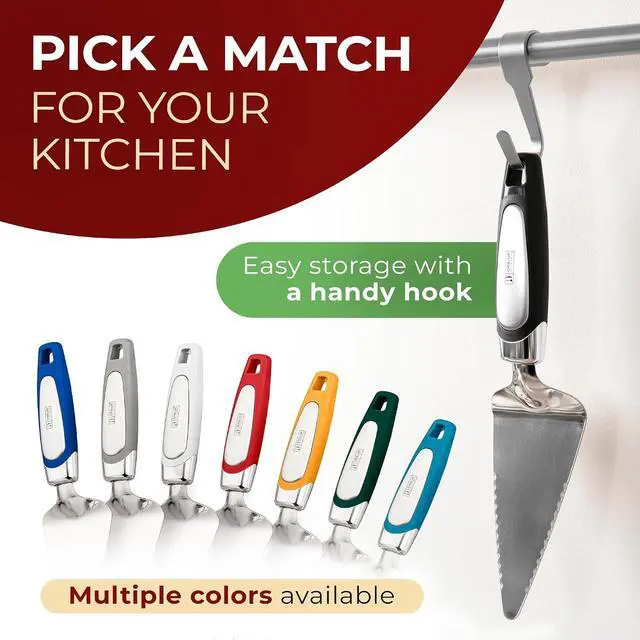 Alt view image 6 of 7 - Orblue Pie Server, Essential Kitchen Tool, Serrated on Both Sides, Great for Right or Left Handed Chef, Stainless Steel Flatware, Cake Cutter, Black