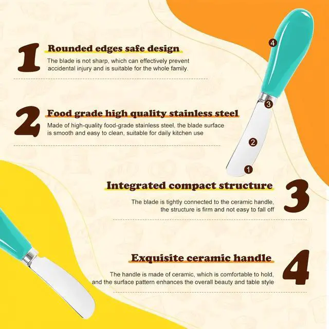 Alt view image 5 of 7 - Butter Spreader Knife Set, 2 Pack Butter Knives and Cheese Knives