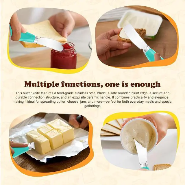 Alt view image 6 of 7 - Butter Spreader Knife Set, 2 Pack Butter Knives and Cheese Knives