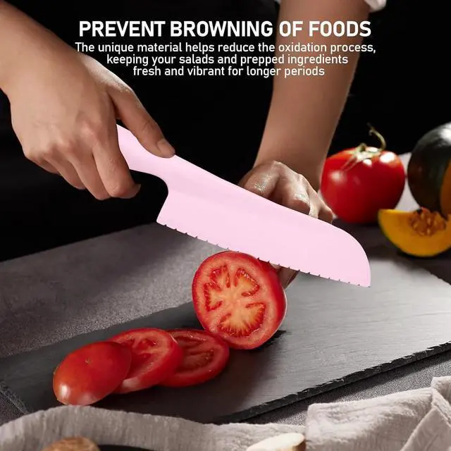 Alt view image 2 of 5 - HUIKANGSHENG Lettuce Knife 2 Pack 8 11 Inch Plastic Prevent Browning Pink
