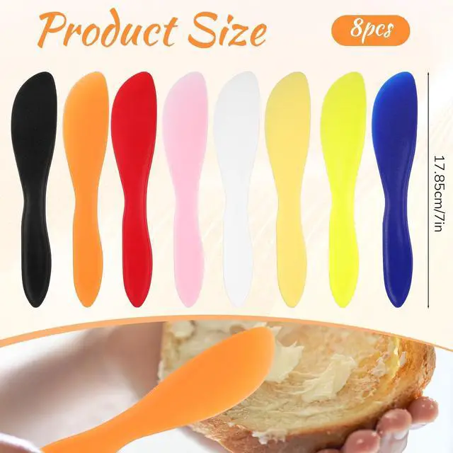 Alt view image 2 of 7 - 8 PCS Plastic Butter Spreader, Multi Purpose Butter Spreader Knives, Frosting Knife Cheese Sandwich Spreaders for Soft Cheese Cream Icing Charcuterie Board