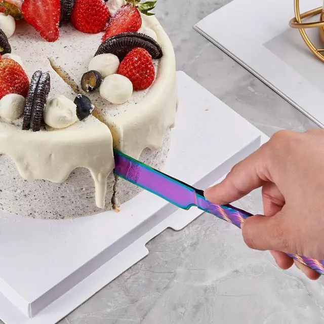 Alt view image 6 of 6 - Rainbow Cake Cutting Set, Stainless Steel Cake Knife and Server, Cake Pie Cutter Set for Wedding, Birthday, Party