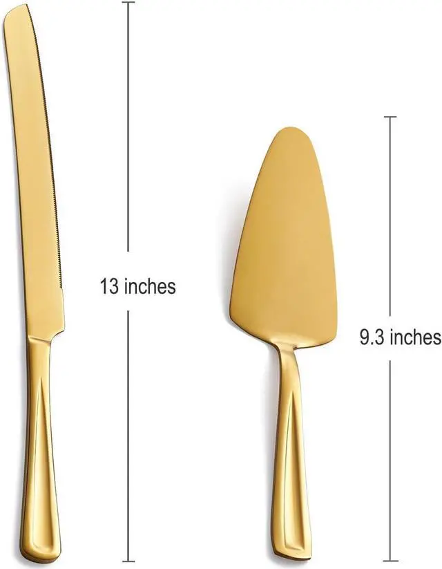 Alt view image 3 of 7 - GoGeiLi Gold Stainless Steel Wedding Cake Cutting Set