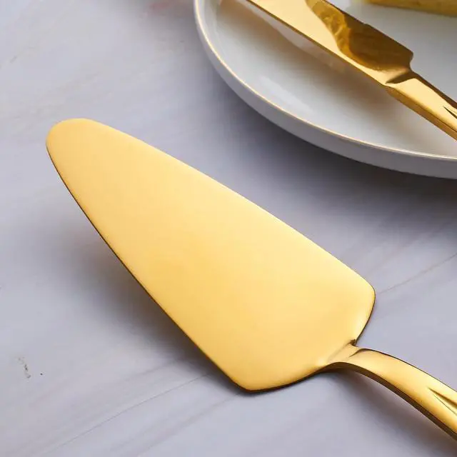 Alt view image 4 of 7 - GoGeiLi Gold Stainless Steel Wedding Cake Cutting Set