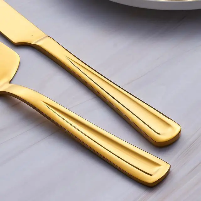 Alt view image 5 of 7 - GoGeiLi Gold Stainless Steel Wedding Cake Cutting Set