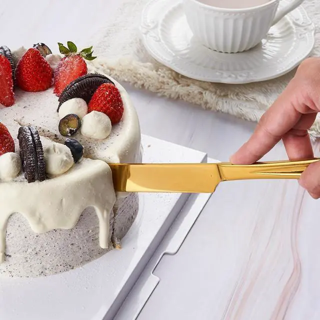 Alt view image 7 of 7 - GoGeiLi Gold Stainless Steel Wedding Cake Cutting Set