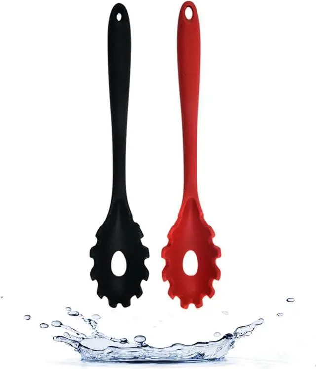 Main image of Silicone Pasta Fork (11.2"), 2-Pack Spaghetti Server Spoon Heat Resistant 600°F, Food Grade Pasta Spoon, BPA Free, Noodle Spoons. (Silicone)