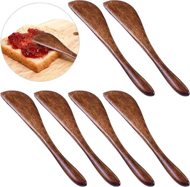 Main image of 6 Pack Wooden Butter Knife, findTop 6 Inch Condiment Knives Wood Super Handy Kitchen Utensils Peanut Jelly Spreader