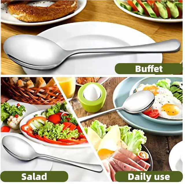 Alt view image 3 of 7 - Large Serving Spoons,AOOSY 2 Pcs-9.8 Inches Stainless Steel Serving Spoon