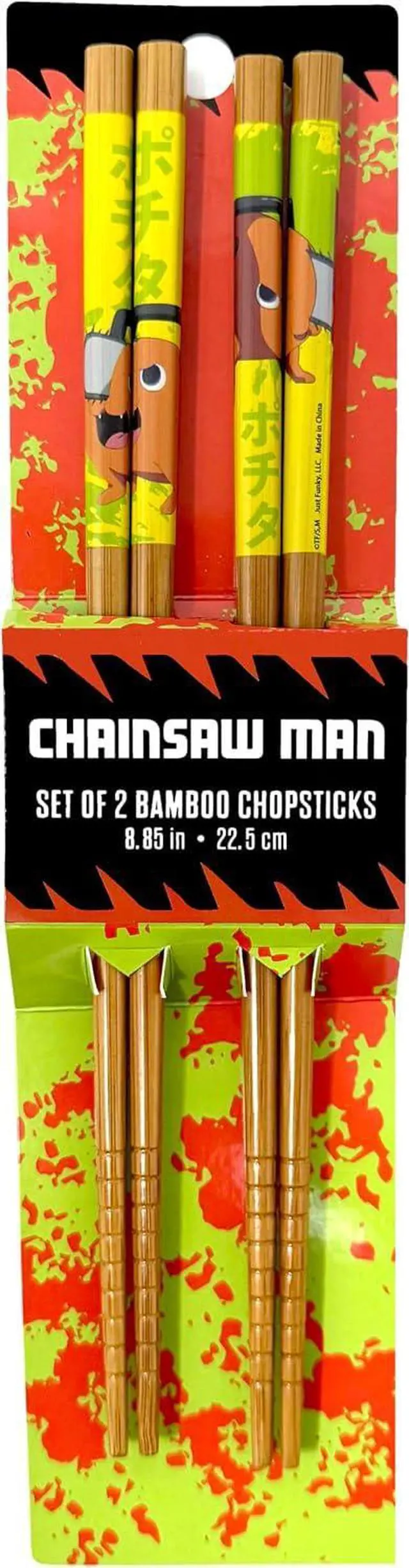 Main image of Just Funky Chainsaw Man Chopsticks - Pochita Merch, 2 Sets of 8.85 Inches Long Anime Chopsticks