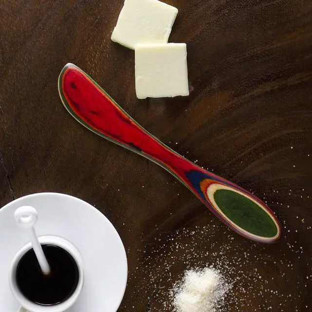 Alt view image 2 of 7 - Totally Bamboo Baltique Marrakesh Collection Cheese Spreader Knife in Colored Birch Wood