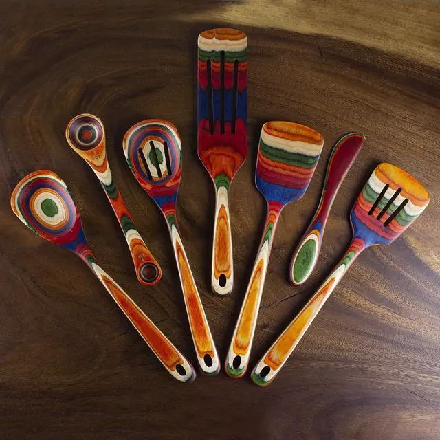 Alt view image 6 of 7 - Totally Bamboo Baltique Marrakesh Collection Cheese Spreader Knife in Colored Birch Wood