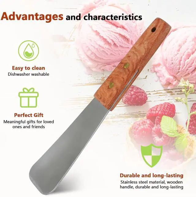 Alt view image 2 of 6 - Ice Cream Spade,Stainless Steel Ice Cream Shovel with Wooden Handle