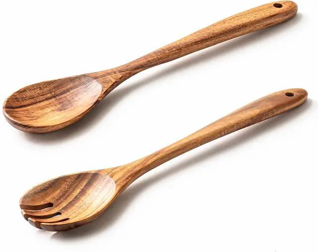 Main image of Gudamaye Acacia Wooden Salad Server Set,13 inch Salad Tongs for Serving including Salad Mixing Dinner Fork and Spoon,Long Handle Salad Server Set