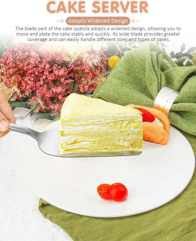 Alt view image 4 of 6 - 13-Inch Premium Cake Cutting Set for weddingExquisite Cake Knife and Server Set with Serrated Design, Ideal for Pastries, Pies, and Desserts (Silver)
