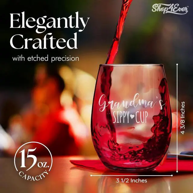 Alt view image 2 of 6 - shop4ever Grandma's Sippy Cup Engraved Stemless Wine Glass 15 oz, Nana Gift
