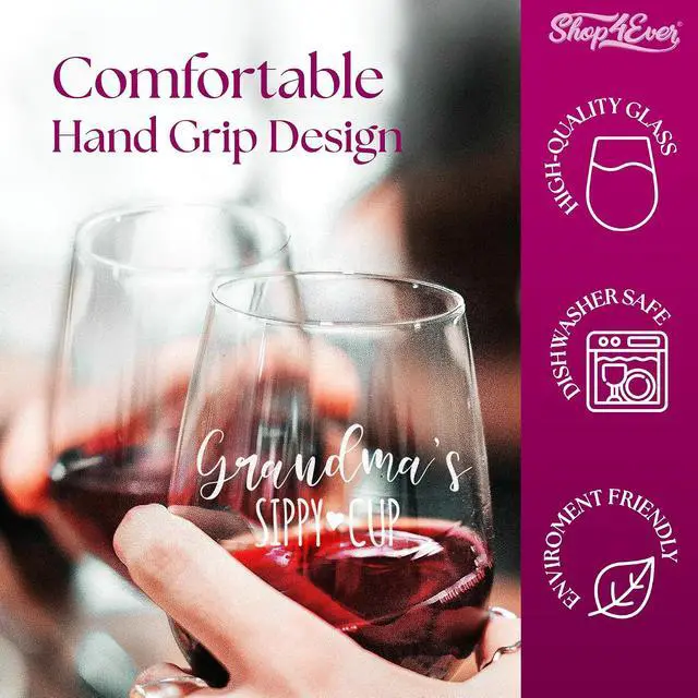 Alt view image 3 of 6 - shop4ever Grandma's Sippy Cup Engraved Stemless Wine Glass 15 oz, Nana Gift