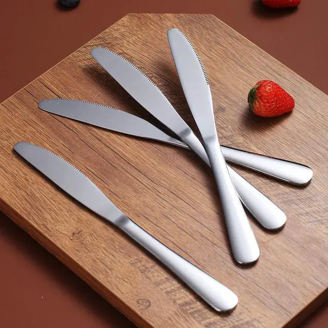 Alt view image 5 of 7 - Berglander Dinner Knives Set Of 6, Stainless Steel Shiny Mirror Dinner Knife, Butter Knife Spreader Table Knives Sturdy And Dishwasher Safe
