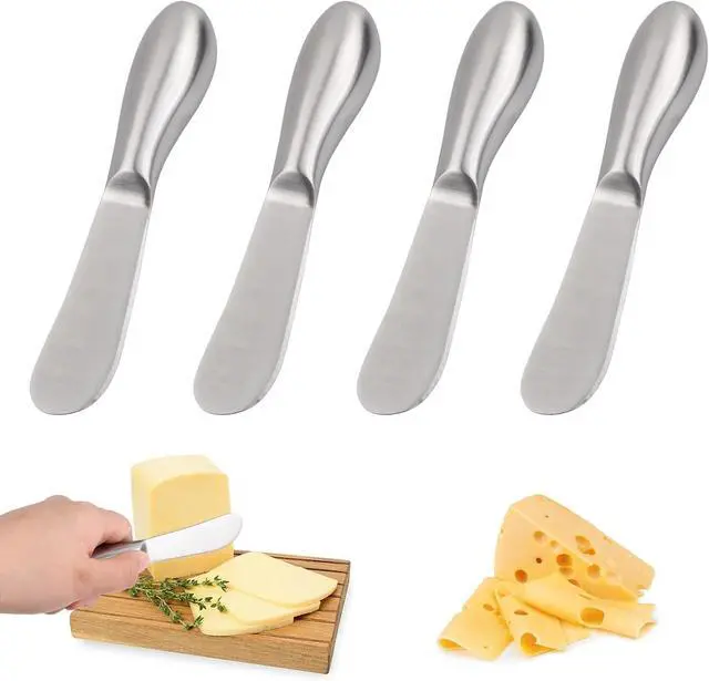 Main image of Linwnil Spreader Knife Set,4-Piece Cheese and Butter Spreader Knives,Mini Serving Tongs,Stainless Steel Multipurpose Butter Knives
