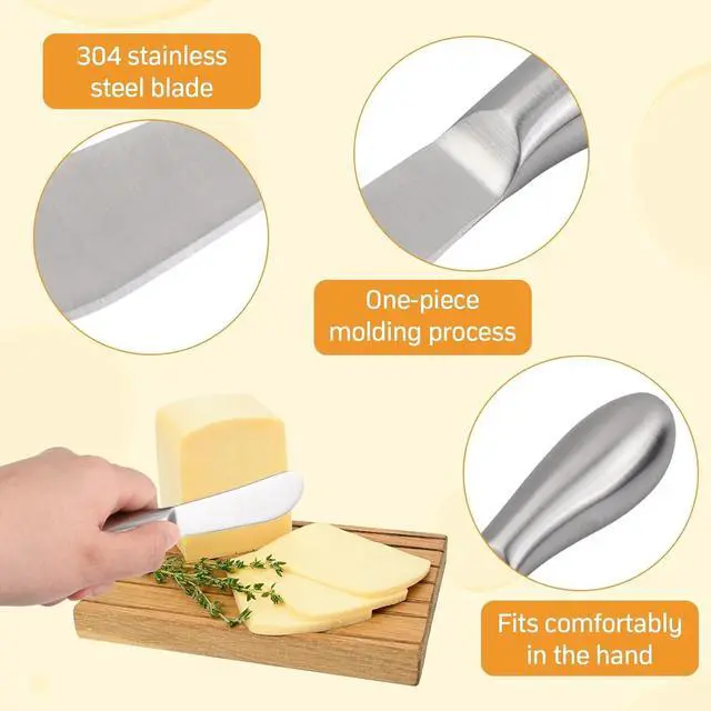 Alt view image 2 of 7 - Linwnil Spreader Knife Set,4-Piece Cheese and Butter Spreader Knives,Mini Serving Tongs,Stainless Steel Multipurpose Butter Knives