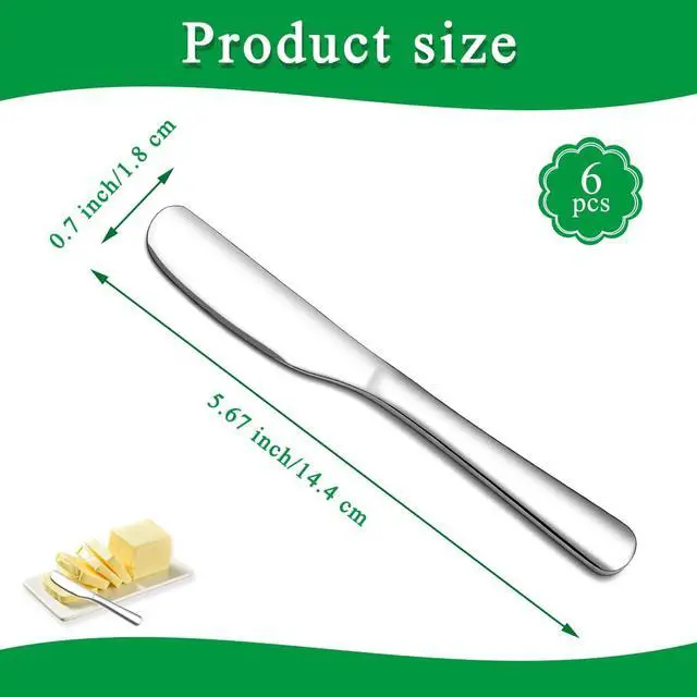 Alt view image 2 of 7 - HOMQUEN Stainless Steel Butter Knife, Butter Spreader, Butter Knives, Butter Spreader Knife for Kitchen Restaurant Party, Kitchen Gadgets, Set of 6