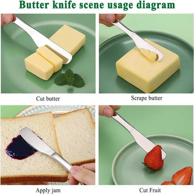Alt view image 7 of 7 - HOMQUEN Stainless Steel Butter Knife, Butter Spreader, Butter Knives, Butter Spreader Knife for Kitchen Restaurant Party, Kitchen Gadgets, Set of 6