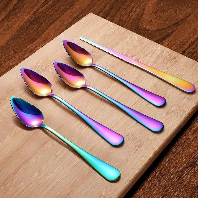 Alt view image 2 of 7 - Grapefruit Spoons & Grapefruit Knife, Stainless Steel Grapefruit Utensil