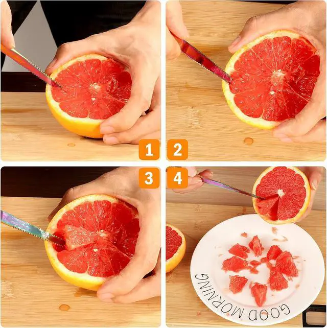 Alt view image 6 of 7 - Grapefruit Spoons & Grapefruit Knife, Stainless Steel Grapefruit Utensil