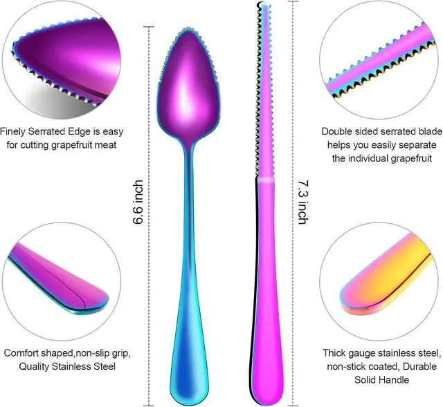 Alt view image 7 of 7 - Grapefruit Spoons & Grapefruit Knife, Stainless Steel Grapefruit Utensil