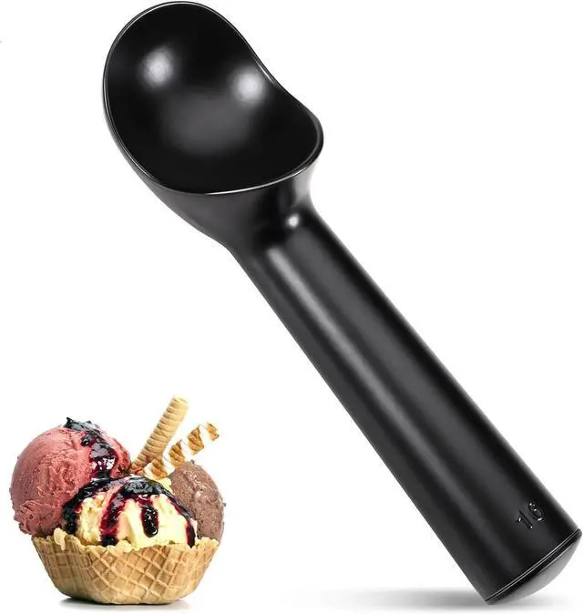 Main image of Pimoys 2.5oz Large Ice Cream Scoop 7 inches Nonstick Anti-Freeze Metal Ice Cream Scooper Professional Aluminum Icecream Scoop Spoon, Black