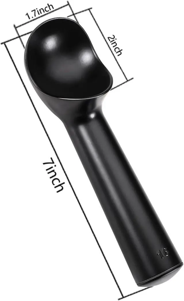 Alt view image 2 of 7 - Pimoys 2.5oz Large Ice Cream Scoop 7 inches Nonstick Anti-Freeze Metal Ice Cream Scooper Professional Aluminum Icecream Scoop Spoon, Black