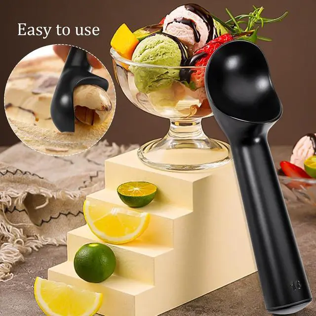 Alt view image 3 of 7 - Pimoys 2.5oz Large Ice Cream Scoop 7 inches Nonstick Anti-Freeze Metal Ice Cream Scooper Professional Aluminum Icecream Scoop Spoon, Black