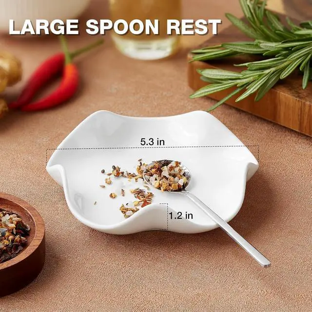 Alt view image 3 of 7 - Qipecedm Ceramic Spoon Rest, 5.3in Black & White Pattern, Heat Resistant Cooking Spoon Holder for Kitchen Countertop, Stove Top, Spatula, Ladle, Coffee Spoon Rest